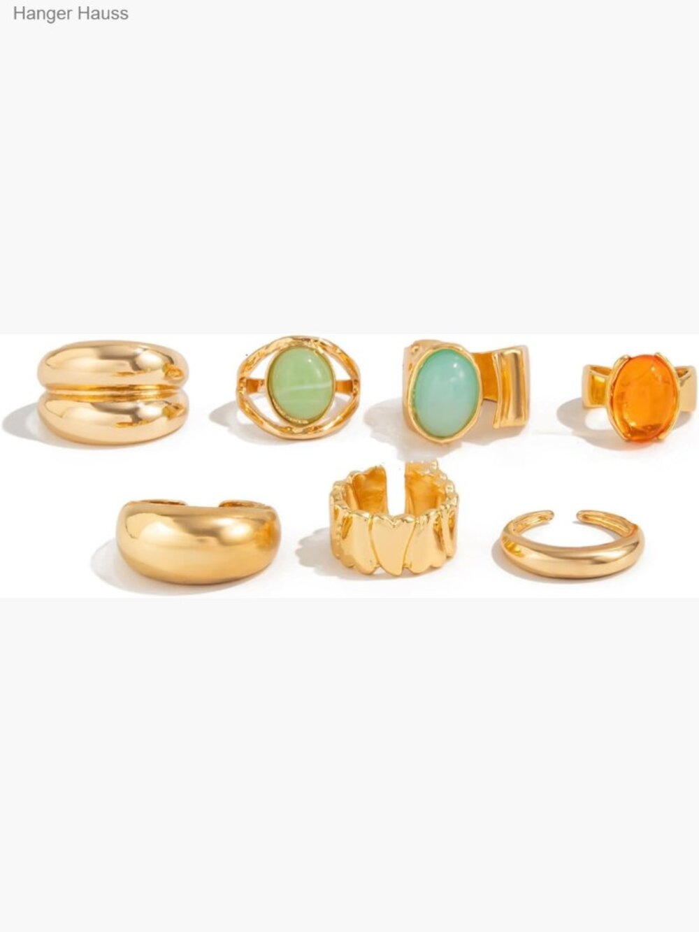 Chunky Gold Statement Stacking Rings Set Adjustable Vintage Crystal Knuckle